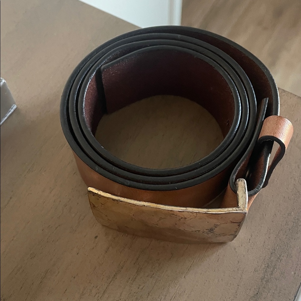 Brown Leather Belt with silver buckle. Size large. Silpada brand